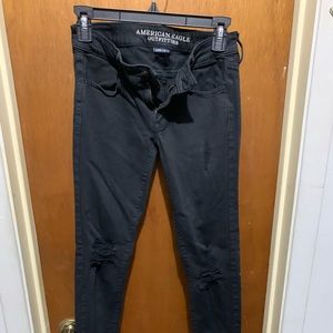 American Eagle super skinny distressed black